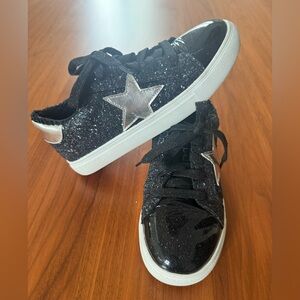 Steve Madden Glitter Black Sneakers with Silver Star